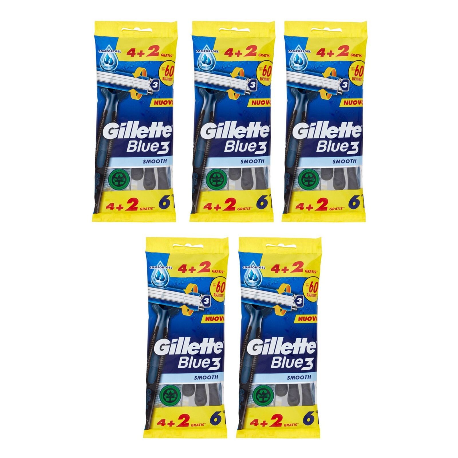 30 pz Gillette Blue 3 Smooth Rasoio Tre Lame Monouso - Offerta Barba