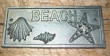 Cast Iron SEASHELL BEACH Plaque Sign Nautical Wall Pool Home Decor STARFISH #3