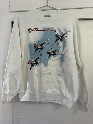 Hanes Thunderbirds Planes Men L (42-44) White Crew Sweatshirt 1993 Sophos A500