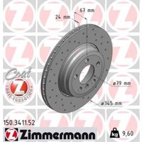 Zimmermann 2X Bremsscheibe Hinten Ø345 Mm AußEnbelüFtet Gelocht FüR BMW 7Er