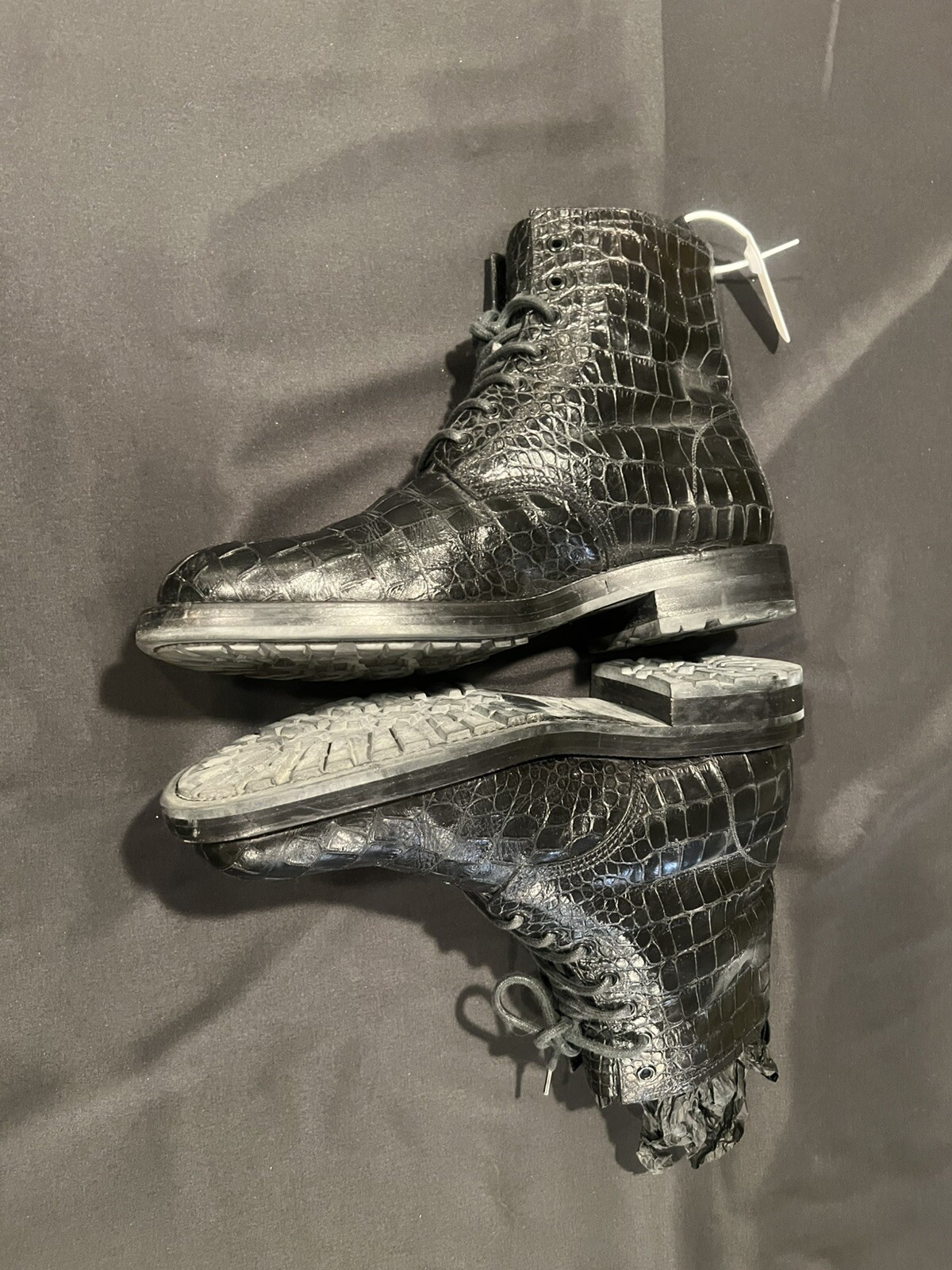 Stivali da combattimento Saint Laurent Hedi Slimane Croc in rilievo. 44 11