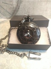Gunmetal Pocket Watch with Fob Chain
