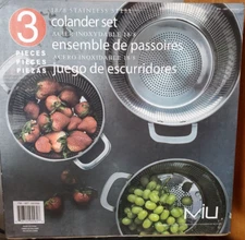 MIU 3 Piece 18/8 Stainless Steel Mesh Colander Set