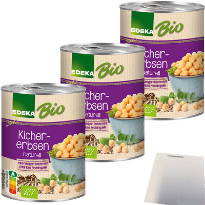 Edeka Bio Kichererbsen mild-nussiger Geschmack 3er Pack 3x400g Dose usy Block