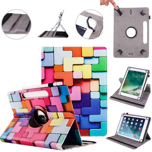 Für Lenovo Tablet Motiv 360 Grad Rotation Tasche Kunst-Leder Hülle Etuis Cover - Bild 9 von 17