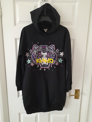 Kenzo Paris Mädchen Langarm Sweatshirt Kleid mit Hoodie Größe 14 Jahre 