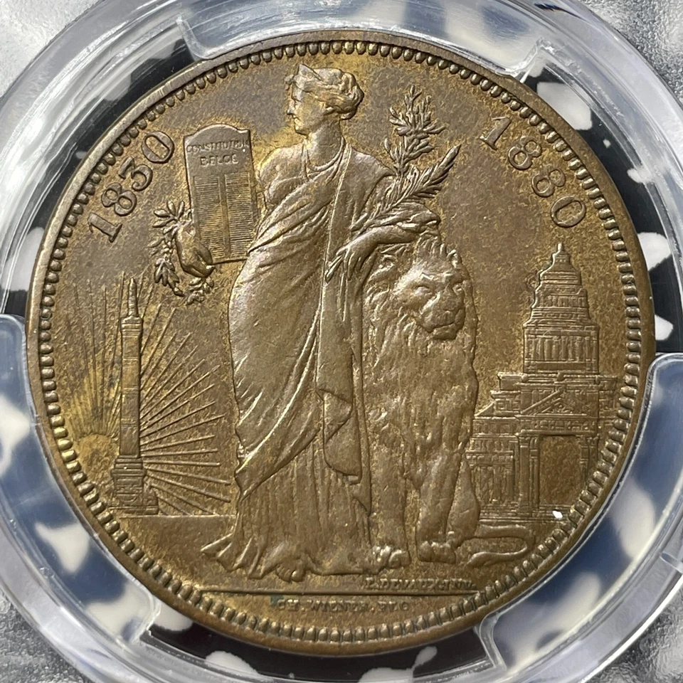 1880 Belgium 5 Francs Copper Pattern PCGS Cleaned-UNC Detail Lot#G9313 - Image 4 of 4