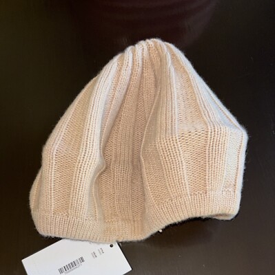 C By Bloomingdale s Women s Ribbed Knit Honey 100% Cashmere Beret Hat Beanie New