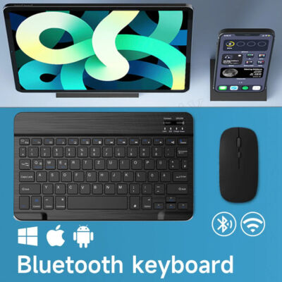 Bluetooth 3.0 Tastatur kabellos Keyboard Maus für PC Handy Tablet QWERTZ Layout