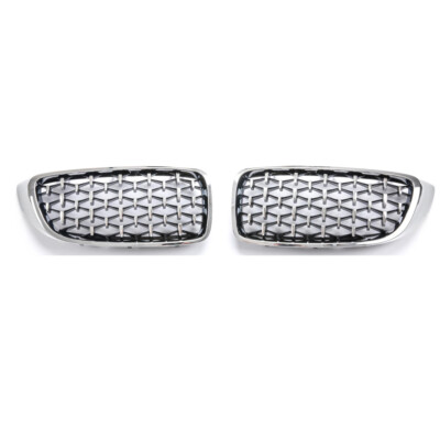 For 13-19 BMW 4 Series F32 F33 Silver Diamond Meteor Style Front Grille 2pcs
