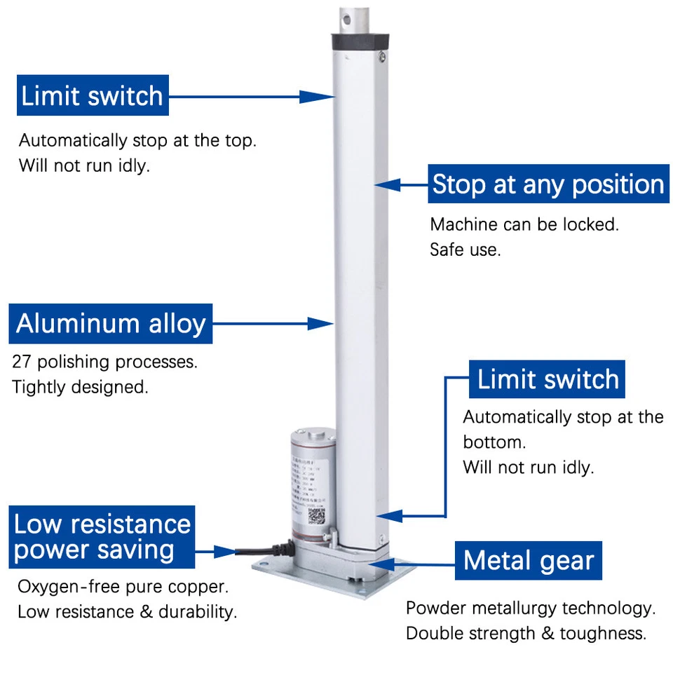 80N - 2000N Linearantrieb 12V Elektrischer Linear Actuator 500mm 800mm 1200mm - Bild 2 von 4
