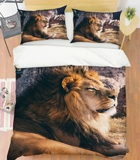 3D Lazy Lion S073 Animal Bed Pillowcases Quilt Duvet Cover Set Queen King Sunday