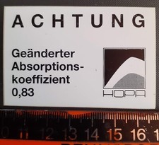 Aufkleber Original Hopa Aufkleber Geänderter Absorbsions-koeffizient 0,83
