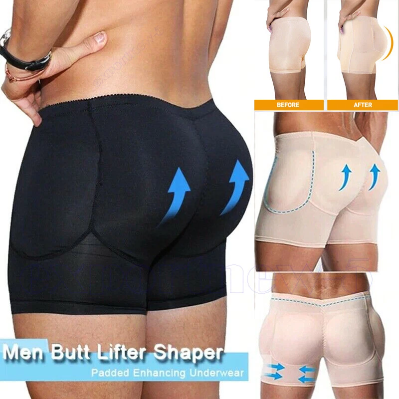 Mens Padded Underwear Butt Lifter Hips Enhancer Fajas Boxer Briefs Push Up  Panty