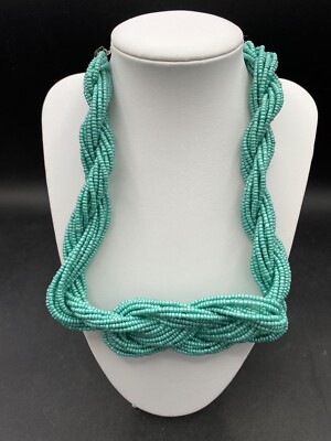 Seil Stil Halsband Halskette 16'' - kleine grüne Glasperlen & Metallkette