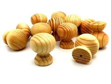 PINE KNOBS 30mm deluxe wooden small round cupboard drawer wood bun knob (547)