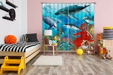 3D Shark Whale ZHUA1678 Blockout Photo Curtain Fabric Window Zoe