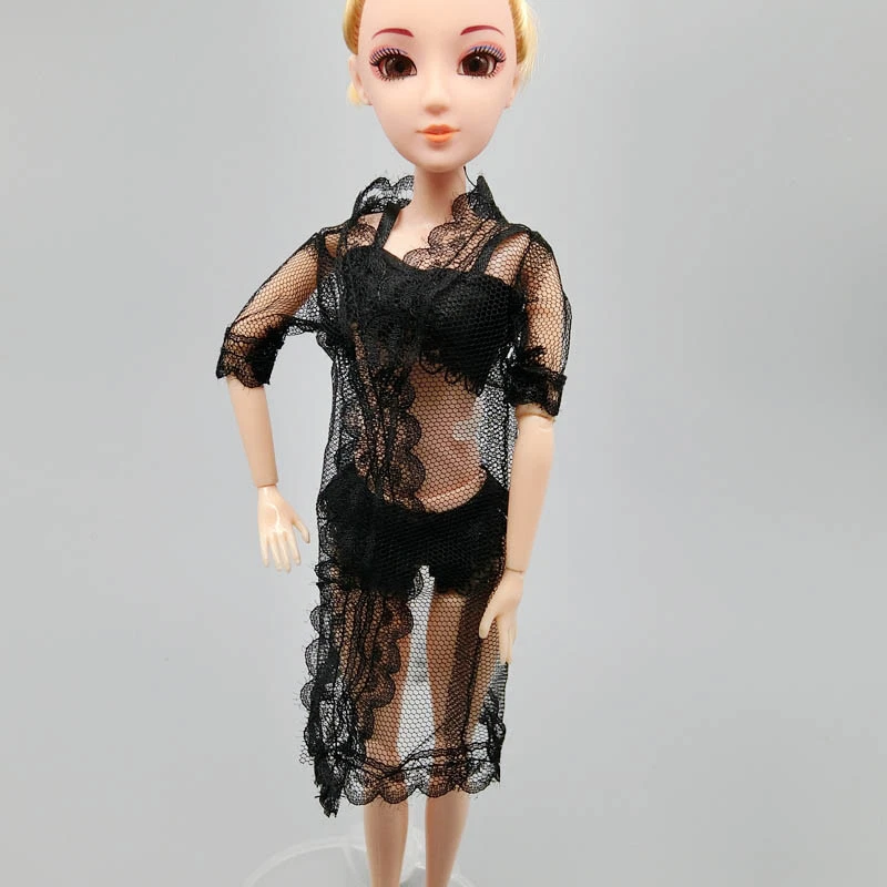 4 juegos de pijamas lencería ropa de dormir encaje abrigo sujetador ropa interior ropa para muñeca de 11,5" Foto 3 de 4