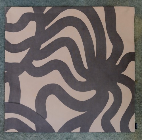 Raro copricuscino vintage Marimekko cassa e barile Joonas grigio talpa cotone 23"x23" - Foto 7 di 10