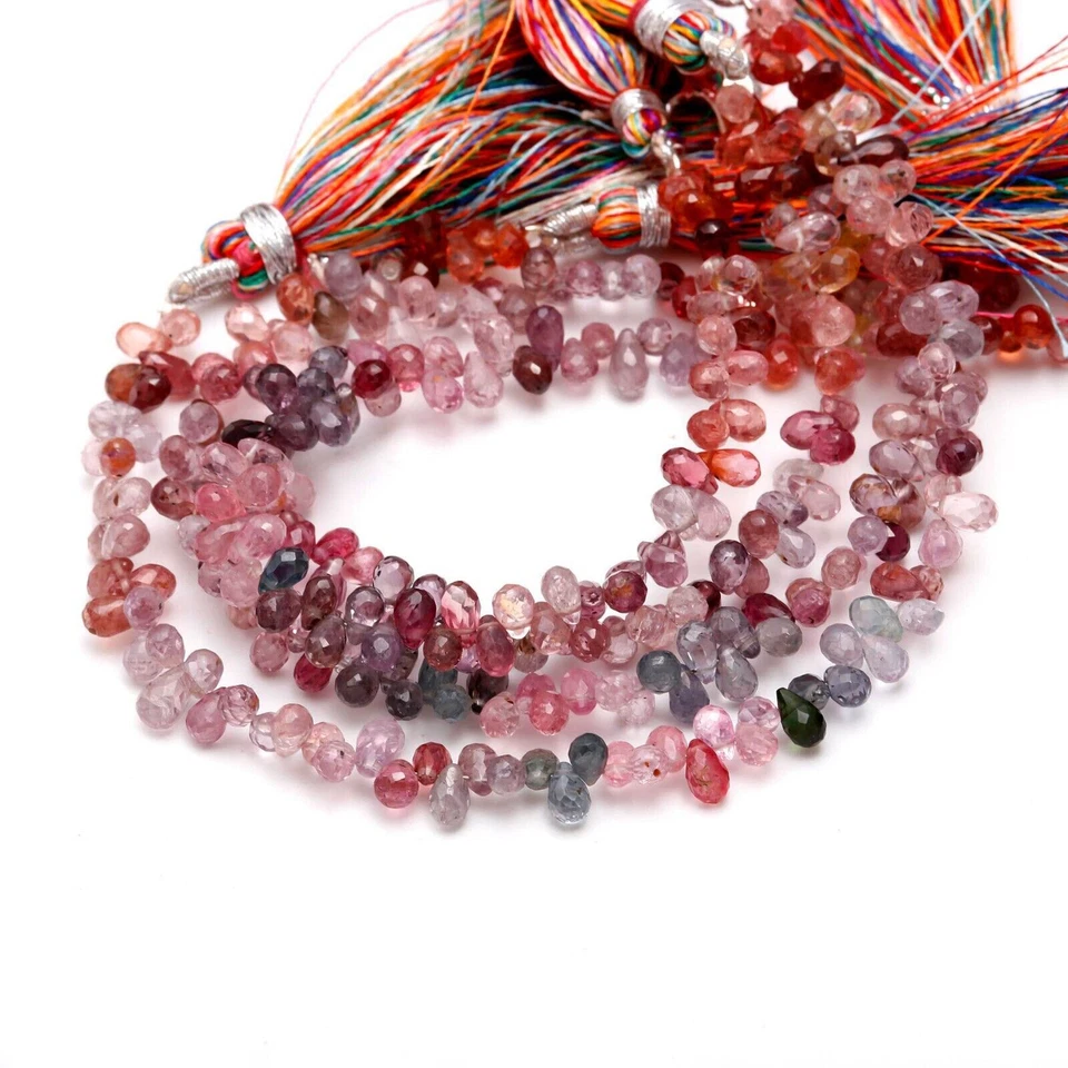 Piedra preciosa de espinela natural tamaño 6x4 mm facetada forma lágrima briolette 7" hilo Foto 4 de 4