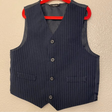 Boys kids youth Navy blue pin stripe formal dress up vest suit Jacket size 6