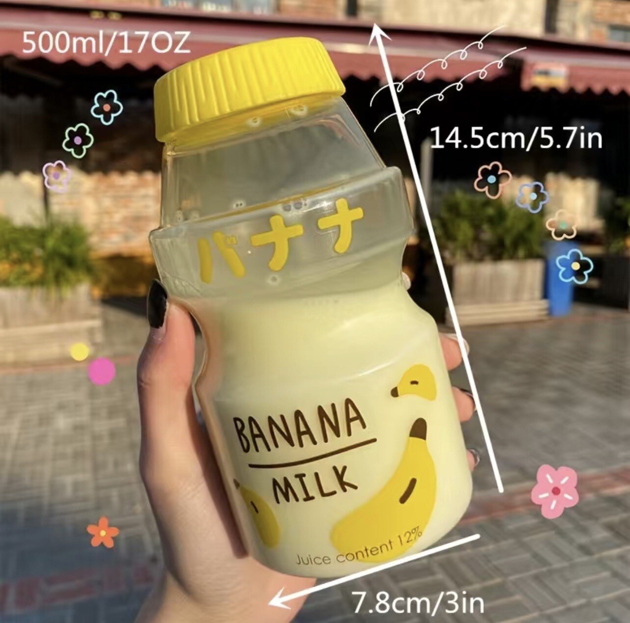 Cute Strawberry Milk Water Bottle Plastic