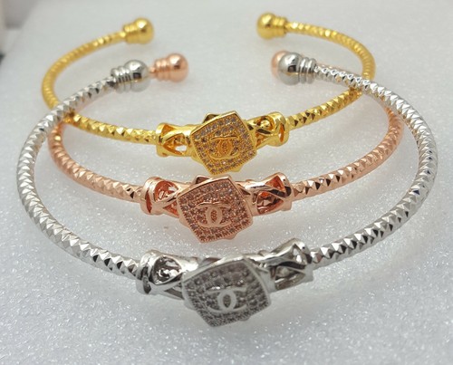 18K Rose Gold Filled Stunning Italian Simulated Diamond 18ct GF Open Bangle 60mm - Picture 6 of 11