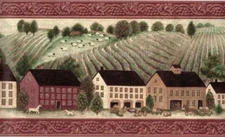 Primitive Country Farmland Horses Sheeps Farmhouse Wallpaper Border, 15'x10.25"