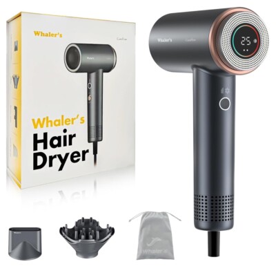 WHALER'S Hair Dryer, Professional Ionic Hair Dryer 1400W, 4