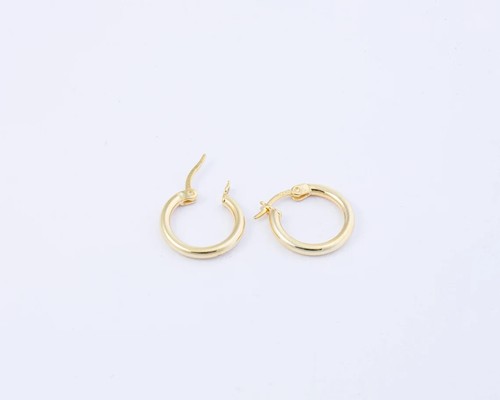 925 Sterling Silver Yellow Gold 20mm French Lock Hoop Earrings For Men and Women - Picture 6 of 8