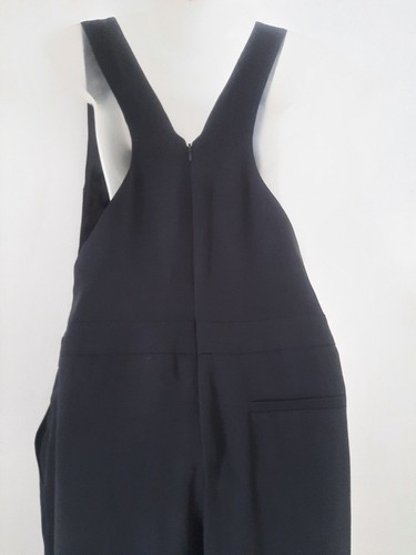 TOPSHOP WOMENS JUMPSUIT SIZE 12 BLACK TAPERED LEG DUNGAREES POCKETS BACK ZIP - Picture 20 of 23