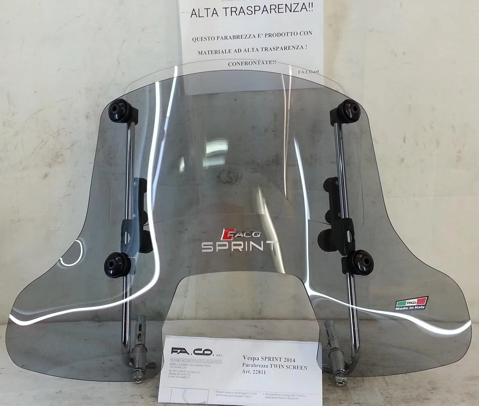 Faco Art.22811 Parabrezza Twin-Screen per Piaggio Vespa Sprint anno 2016 - Immagine 2 di 4