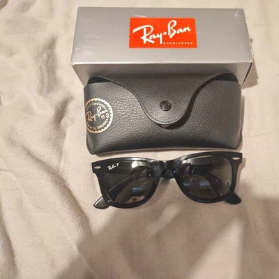 'REAL' Ray-Ban Wayfarer Polarised Sunglasses Black RB2140 WITH RECIPT - Image 1 of 4