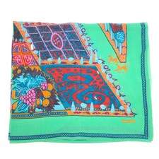 Hermes Mantón Grande Algodón Pareo Bufanda Verde, 138cm x 161cm, Usado