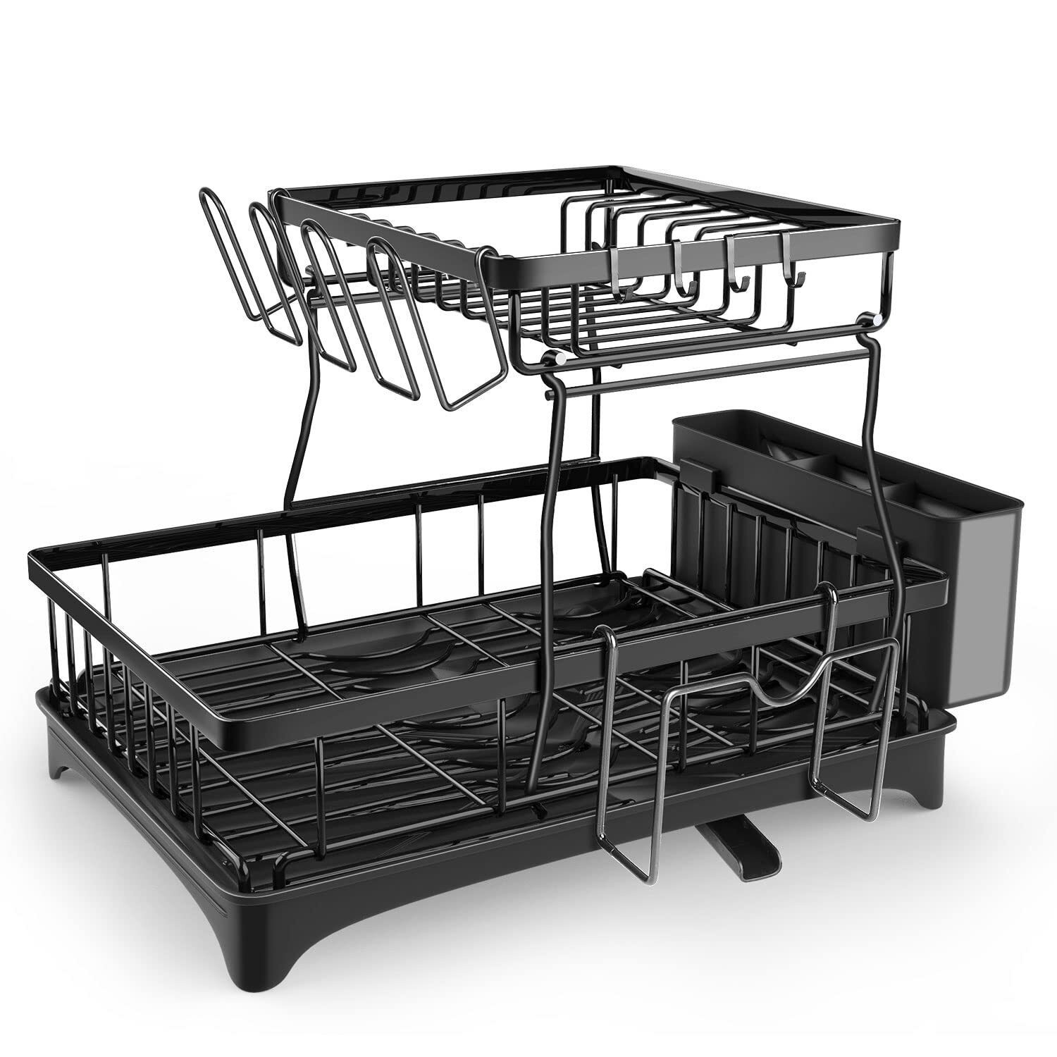 Over Sink Dish Drying Rack 2-Tier Stainless Steel Kitchen Shelf Cutlery Drainer