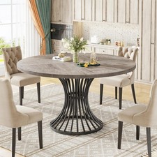 Round Dining Table for 4-6 People,Farmhouse Circle Kitchen Table for Dining Room