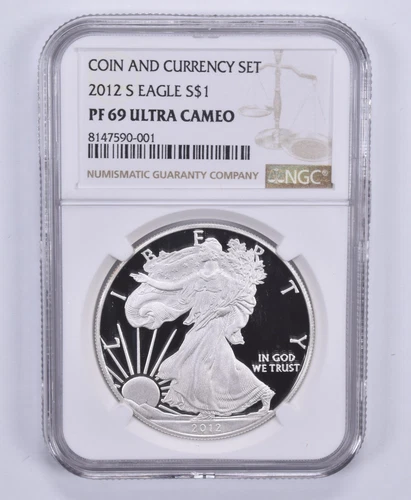 2012-S American Silver Eagle Coin And Currency Set PF69 UCAM NGC *3162