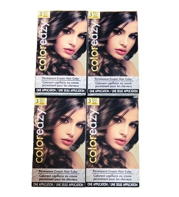 4 Boxes Color Eazy Women s (# 3 ) Medium Brown Hair Color Dye Permanent Cream