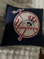 New York Yankees Pillow Blue/White Trim MLB Baseball Classic 1946 Logo 16x16