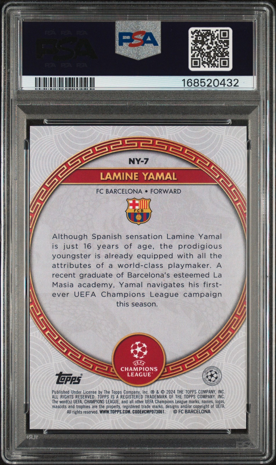 0432 Lamine Yamal 2023 Topps UEFA Jade Edition Chinese New Year RC Rookie PSA 9 view 2