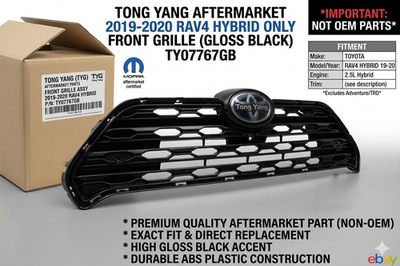 Front Grille for 2019 2020 Toyota RAV4 Hybrid Gloss Black Tong Yang TY07767GB Ne