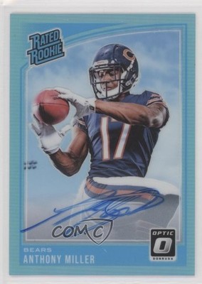 2018 Donruss Optic Rated Blue Prizm /75 Anthony Miller #164 Rookie Auto RC 2v7