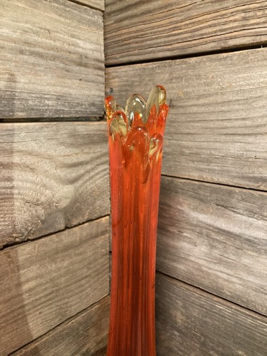 Swung Stretch Vase Persimmon Orange 14” Tall Handcrafted by EL Smith - Picture 2 of 7
