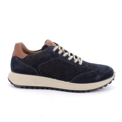 Igi&co 1118311 Men Blue Leather Lace-Up Sneakers Casual Shoes