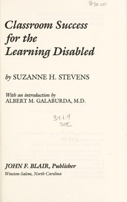 Classroom Success for the Learning Disabled Hardcover Suzanne H.