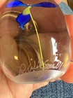 Signed Wilson 3 Inch  Glass Art Paperweight Egg Shaped With Cobalt  Wildflower — photo 4