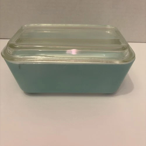 Vintage PYREX #0502 Primary Blue Rectangular Refrigerator Dish w/ 502C Lid ~ USA