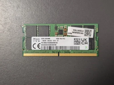16GB DDR5 SO-DIMM 5600MTs CL46 SK hynix HMCG78AGBSA092/5N 1Rx8 1.1V Extraído Como Nuevo