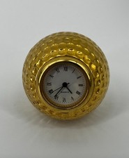GOLD Tone GOLF BALL CLOCK PAPER WEIGHT DESK Quartz Not Tested