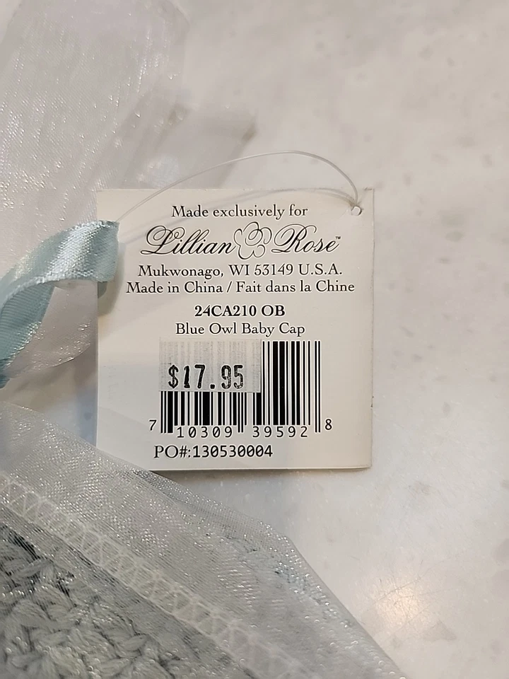 Lillian Rose Blue Knit Owl Baby Hat NEW  - Image 3 of 4